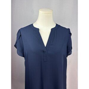 Les Serein Womens V-Neck Short Sleeve Blouse Small